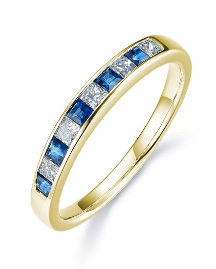 PRINCESS CUT COLORED STONE DIAMOND BAND (TR762)